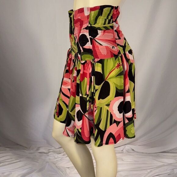 Vintage NANETTE LEPORE SILK Lotus Floral Corset Style Mini Skirt Size 4 - Picture 9 of 12